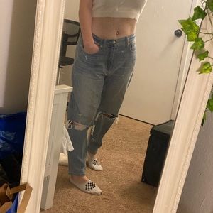 Distressed American Eagle Mom Jeans